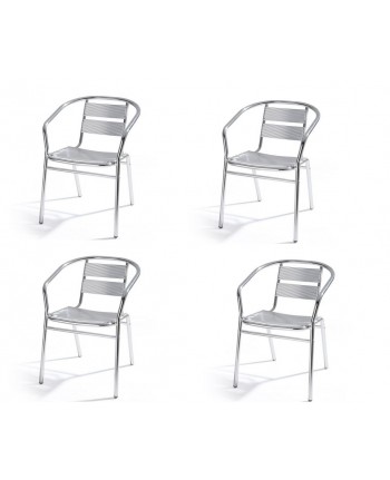 SET 4PZ SEDIA in alluminio TIPO BAR RISTORANTE - CON BRACCIOLI IMPILABILE