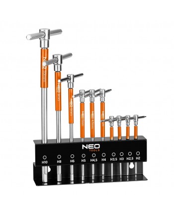Serie chiavi a T maschio esagonali 10 pezzi - Scorrevoli a 3 teste - NEO TOOLS 09-509 