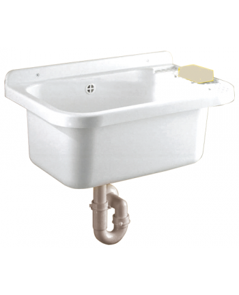 PILOZZO LAVABO LAVANDINO DA PARETE IN RESINA CM 50 CON PIANETTO PORTASAPONE