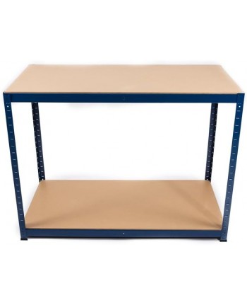 XONE | Banco da lavoro a 2 ripiani blu Mercurio 120cm