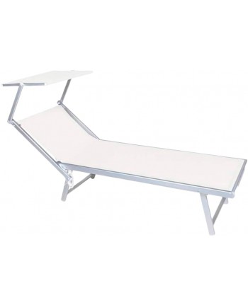 SUNNY STAR LETTINO BIANCO IN ALLUMINIO CON PARASOLE IN TEXTILENE 186x61x38cm