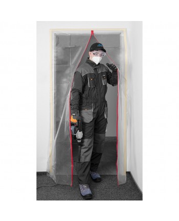 Parapolvere per porta con chiusura lampo e chiusura lampo, protezione antipolvere per porte di costruzione, trasparente, porte antipolvere con chiusura lampo, forma I, 1210 x 2140 mm