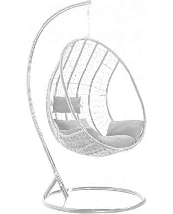 POLTRONA SOSPESA BIANCA CON CUSCINO - H198cm x 80cm - AMACA DONDOLO