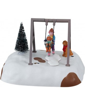Puppy Gets A Swing Ride B/O 4.5V 14836 - Lemax - CUCCIOLO FA' GIRO IN ALTALENA
