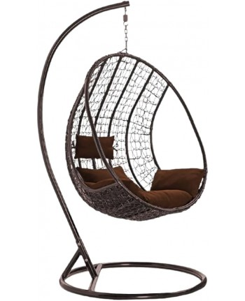 POLTRONA SOSPESA MARRONE CON CUSCINO - H198cm x 80cm - AMACA DONDOLO
