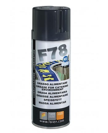 Faren F78, Grasso Lubrificante Spray 400ML  Alimentare, Atossico e Antiossidante, Conforme FDA