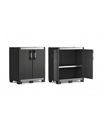 ARMADIO RESINA BASSO GARAGE RINFORZATO 45KG A PIANO - 89X54X99cm - CON SERRATURA 