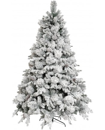 ALBERO DI NATALE 210cm INNEVATO ap.OMBRELLO con PIGNE - BIG SKY - SUPER FOLTO NATALIZIO CON NEVE