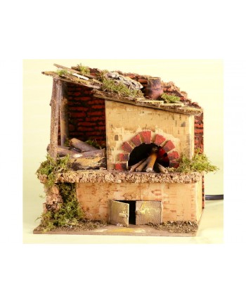 84673 Forno con lampada effetto fiamma presepe natale