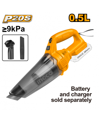 ASPIRAPOLVERE PORTATILE A BATTERIA 20V - NUDA - CVLI201261 - INGCO