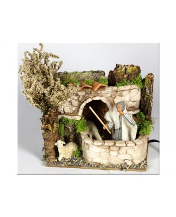 10935 Pecoraio a movimento cm. 20x14x18 - PERSONAGGIO PRESEPE NATALE