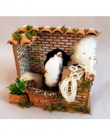 11346 Filatore di lana con movimento cm20x14x17 - PERSONAGGIO PRESEPE NATALE