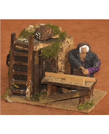 84118 Falegname cm14x10cm a movimento - PERSONAGGIO PRESEPE NATALE