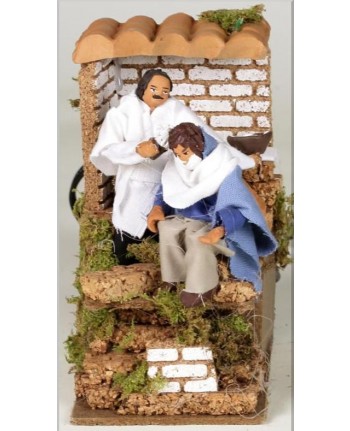 10343 Barbiere cm14x10x17 cm con movimento - PERSONAGGIO PRESEPE NATALE