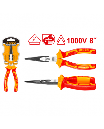 PINZA UNIVERSALE ISOLATA 1000V BECCO A PUNTA - 200MM -  INGCO HILNP28208