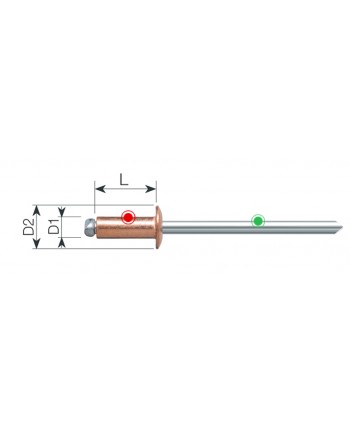  4X9 MM RIVETTI IN RAME  A STRAPPO -- CONFEZIONE 100 PZ-- BRIXO RIVETTATRICE RIVETTO