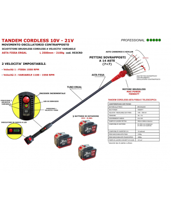 Scuotitore Abbacchiatore Cordless Aima Tandem con 3 Batterie 5 h-2 velocita