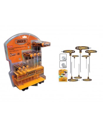 CHIAVI ESAGONALI A T - 8PZ - CON IMPUGNATURA E SUPP. IN METALLO - INGCO HHKT80828