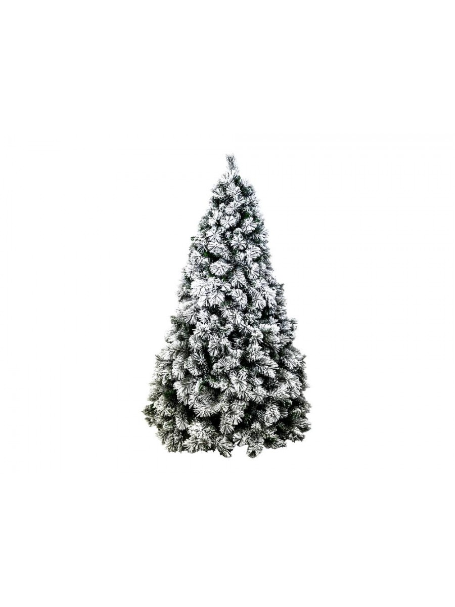 Albero Di Natale 240cm Innevato Carey Reale Super Folto Natalizio Verde Neve