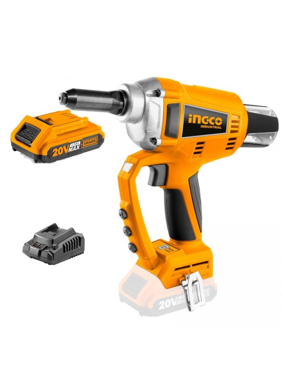 Pistola Rivettatrice A Batteria 20V - Compatibile Dewalt, Senza Spazzole, Con LED E Accessori - Foto 6