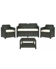 Set Salotto in resina RATTAN LIGHT CLUB ANTRACITE tavolino poltrone cuscini 