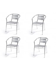 SET 4PZ SEDIA in alluminio TIPO BAR RISTORANTE - CON BRACCIOLI IMPILABILE