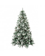ALBERO DI NATALE 240cm INNEVATO ap. OMBRELLO con PIGNE - MOD. NEW GARDENA - SUPER FOLTO NATALIZIO VERDE NEVE