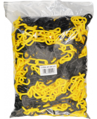 BOBINA CATENA SEGNALETICA GIALLO/NERA IN PVC 25mt - 6mm