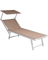 SUNNY STAR LETTINO TORTORA IN ALLUMINIO CON PARASOLE IN TEXTILENE 186x61x38cm