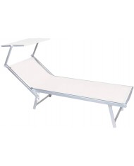 SUNNY STAR LETTINO BIANCO IN ALLUMINIO CON PARASOLE IN TEXTILENE 186x61x38cm