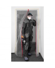 Parapolvere per porta con chiusura lampo e chiusura lampo, protezione antipolvere per porte di costruzione, trasparente, porte antipolvere con chiusura lampo, forma I, 1210 x 2140 mm