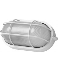 50143 - PLAFONIERA DA GIARDINO A GRIGLIA OVALE - BIANCO BIANCA  - LUCE LAMPADA - DIFFUSORE IN VETRO
