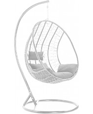 POLTRONA SOSPESA BIANCA CON CUSCINO - H198cm x 80cm - AMACA DONDOLO