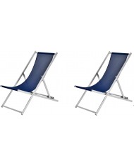 XONE Coppia Sdraio 5 Posizioni Blu | 2 Sdraio Spiaggia Giardino in Alluminio e textilene, Dimensioni 102x58x93 cm