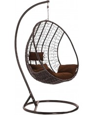 POLTRONA SOSPESA MARRONE CON CUSCINO - H198cm x 80cm - AMACA DONDOLO