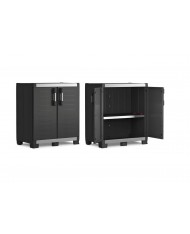 ARMADIO RESINA BASSO GARAGE RINFORZATO 45KG A PIANO - 89X54X99cm - CON SERRATURA 