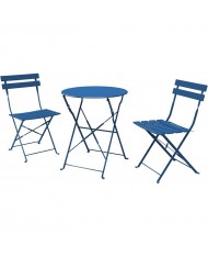 SET BISTRO' CANDY IN ACCIAIO BLU - TAVOLO + 2 SEDIE DA GIARDINO 
