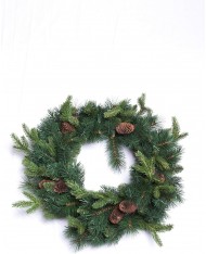 Corona mix PE/PVC con pigne 60cm | Ghirlanda natalizia | Decorazione Natale