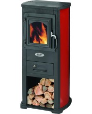 STUFA A LEGNA LUX IN ACCIAIO VERNICIATO BORDEAUX 7KW 120mc