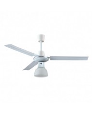 Ventilatore da soffitto in acciaio bianco D120 con 3 pale e luce EFFE