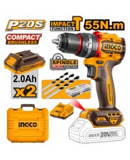 TRAPANO A PERCUSSIONE 55 NM 20V COMPACT BRUSHLESS CON 2 BATTERIE - INGCO CIDLI20558E