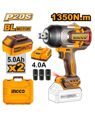 AVVITATORE A IMPULSI 1350Nm + 2 BATT. 5AH CON 3 BUSSOLE - INGCO CIWLI20135E
