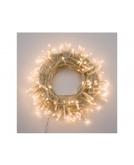 SERIE LUCI LED 53mt +4m cavo 750 miniled bianco caldo, mit memory controller, cavo trasparente