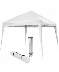 GAZEBO IN ACCIAIO BIANCO 3x3 MT 2,6h - RICHIUDIBILE A OMBRELLO FISARMONICA + SACCA