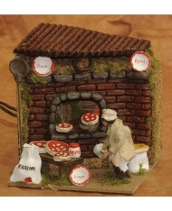 84336 Pizzaiolo con movimento e fiamma cm17x17 - PERSONAGGIO PRESEPE NATALE