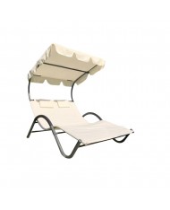 531798 Lettino prendisole 2 posti con tettuccio parasole orientabile giardino relax