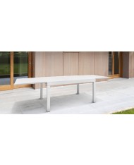 Tavolo estensibile in alluminio con ripiano dogato bianco 135/270x90x75 H cm - MOD.CERBOLI PAPILLON