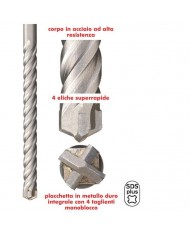 PUNTA SDS PLUS 4 TAGLIENTI 18X600MM - MURO CEMENTO  PRSDSPLUS18X600/4 RIBITECH