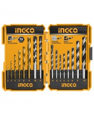 AKDL11601 - INGCO - SET 16 PUNTE TRAPANO METALLO LEGNO MURO 2,3,4,5,6,8mm -