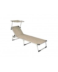 LETTINO MARE IN ALLUMINIO BEIGE CON PARASOLE 189CM TELO TEXILENE